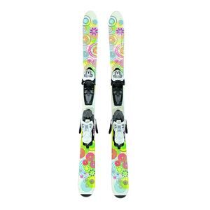 K2 Luv Bug Flowers Skis with FasTrack2 4.5 Bindings Youth 2012 White Pink Yellow